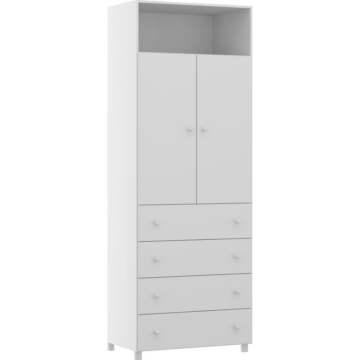 KIDSCOOL - Clóset 2 Puerta(s) 4 Cajón(es) 1 Repisa(s) 70x190x46.5 cm Blanco