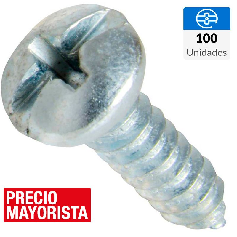 MAMUT - Tornillo Roscalata Cabeza Phillips Metal 5/8 " 8 mm 100 Unidades