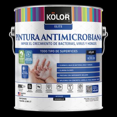 Esmalte al Agua Antimicrobiana Semibrillante 1 galn(es) Blanco 
