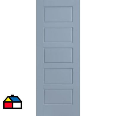 Puerta Borde Rio HDF 70x200 C/5 Paneles Celeste Barriga Lisa
