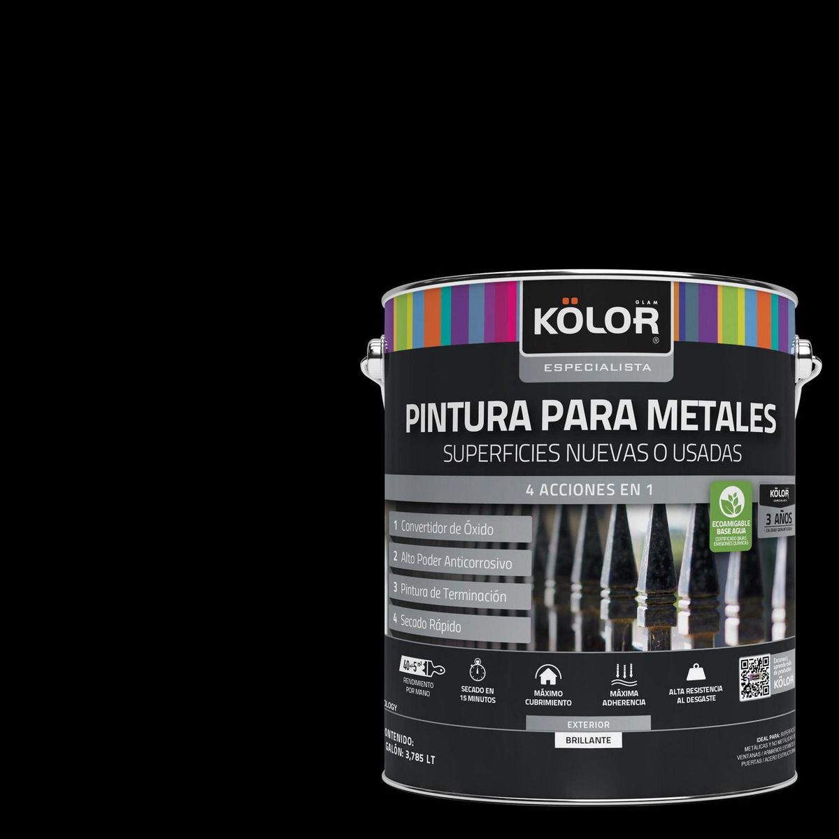 KOLOR - Esmalte Sintético Galón 1 galón(es) Brillante Negro Negro