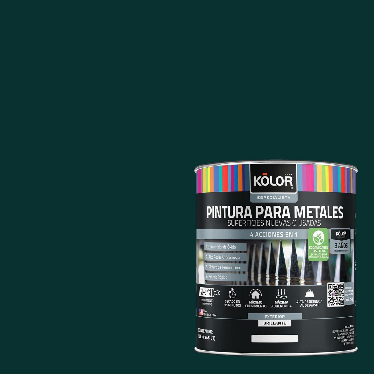 KOLOR - Esmalte Sintético Tarro 0.25 galón(es) Brillante Verde