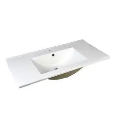 KLIPEN - Lavamanos para Vanitorio con Forma Rectangular Cerámica 91x18x47 cm Blanco