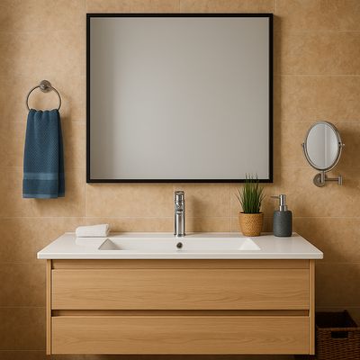 Imagen 2 del producto Lavamanos para Vanitorio Forma Rectangular Cerámica 91x18x47 cm Blanco