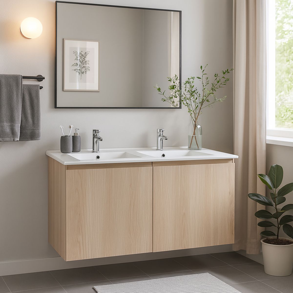 KLIPEN - Lavamanos para Vanitorio Forma Rectangular Cerámica 120.5x18x47 cm Blanco