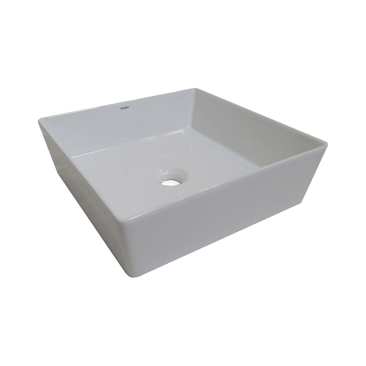 INCEPA - Lavamanos Sobre Encimera Forma Cuadrada Loza 38x12x38 cm Blanco