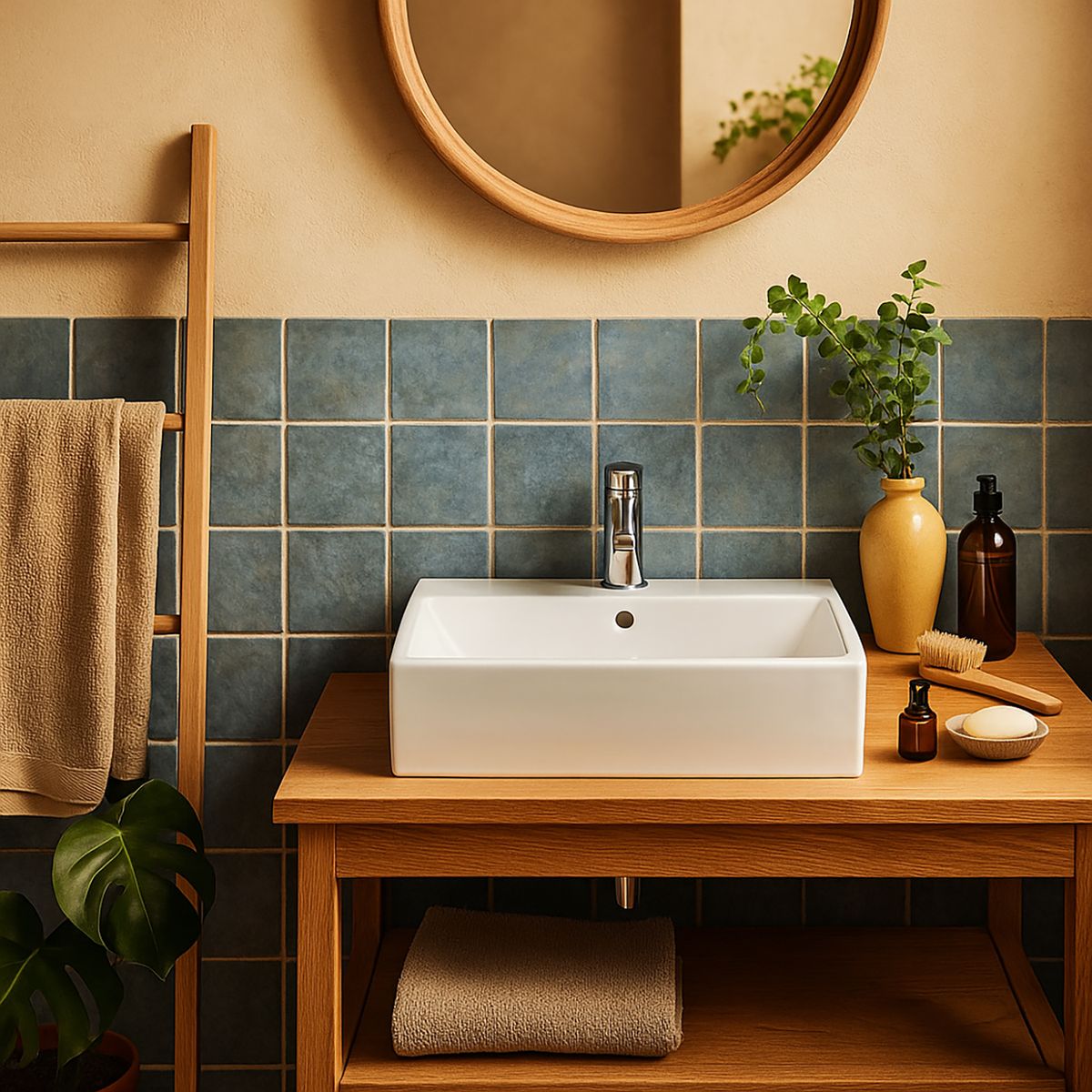 KLIPEN - Lavamanos Mural Forma Rectangular Cerámica 51x12x36 cm Blanco