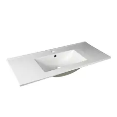 KLIPEN - Lavamanos para Vanitorio con Forma Rectangular Cerámica 101x18x47 cm Blanco