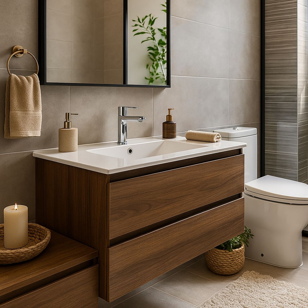 KLIPEN - Lavamanos para Vanitorio Forma Rectangular Cerámica 101x18x47 cm Blanco