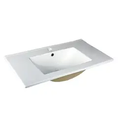 KLIPEN - Lavamanos para Vanitorio con Forma Rectangular Cerámica 81x18x47 cm Blanco