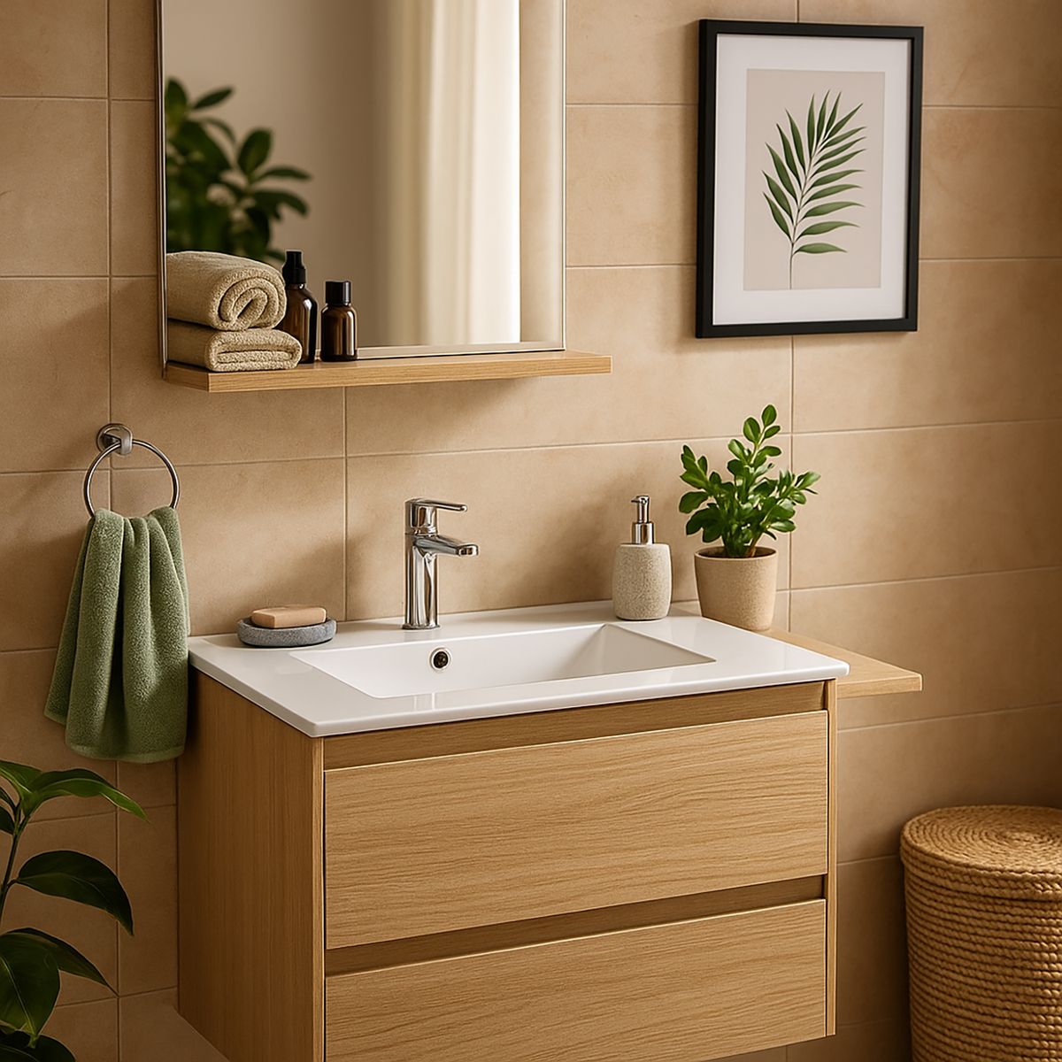 KLIPEN - Lavamanos para Vanitorio Forma Rectangular Cerámica 81x18x47 cm Blanco