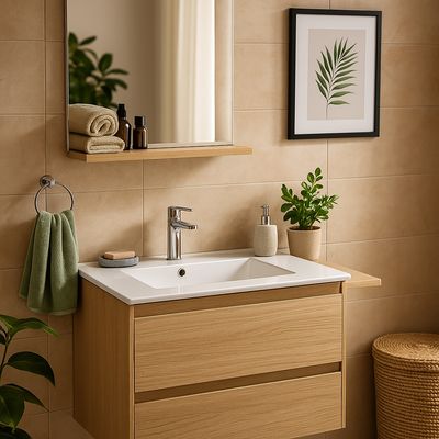 Imagen 2 del producto Lavamanos para Vanitorio Forma Rectangular Cerámica 81x18x47 cm Blanco