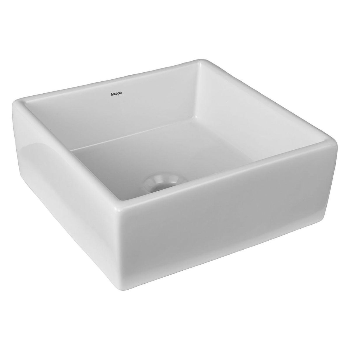 INCEPA - Lavamanos Sobrepuesto Forma Cuadrada Loza 35x13.5x35 cm Blanco
