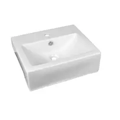 KLIPEN - Lavamanos Forma Rectangular Cerámica 55x16x43 cm Blanco