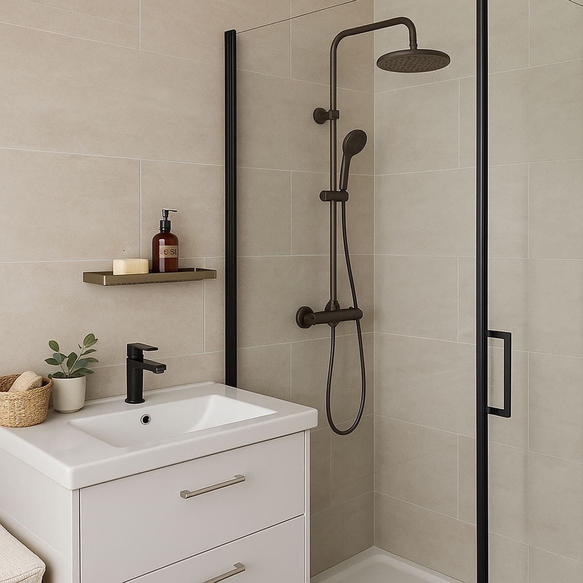 KLIPEN - Contenedor para ducha 30 cm PDV bronce