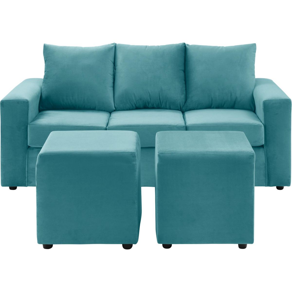 BODEVIR - Sofá 3 Cuerpos + 2 Pouf