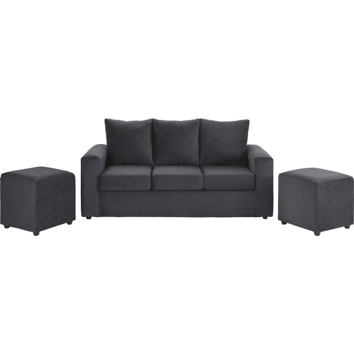 BODEVIR - Sofá 3 Cuerpos + 2 Pouf