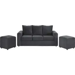 BODEVIR - Sofá 3 Cuerpos + 2 Pouf