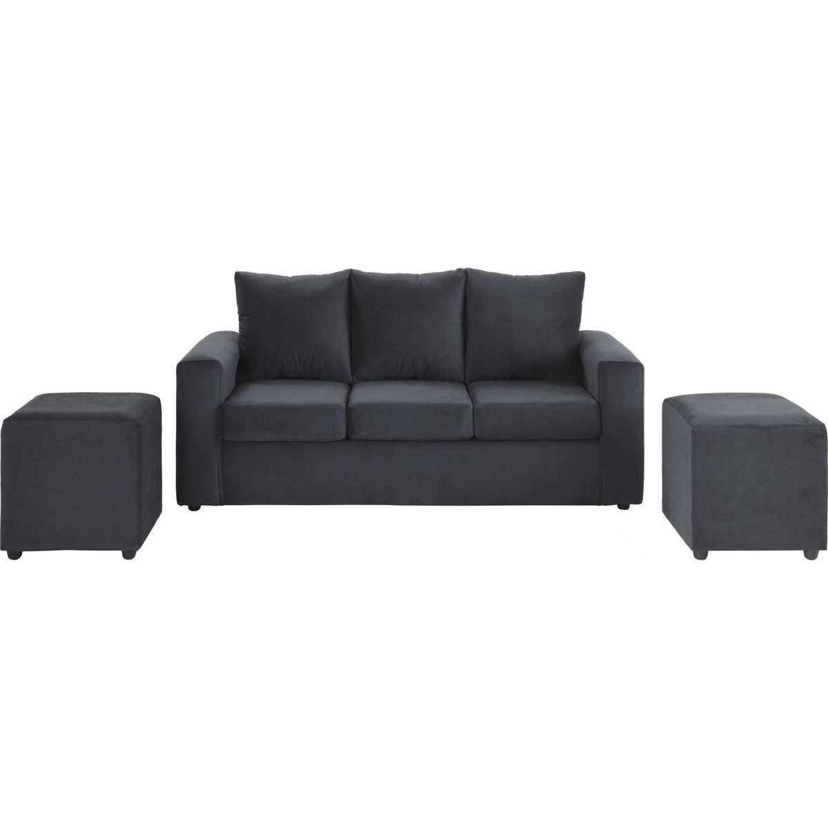BODEVIR - Sofá 3 Cuerpos + 2 Pouf