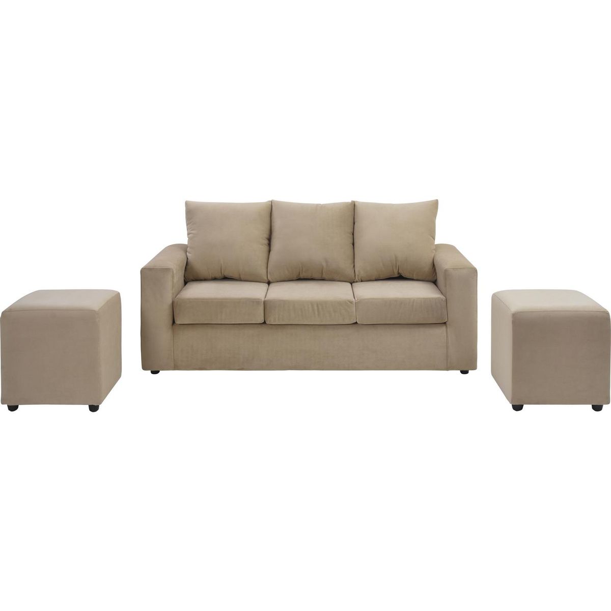 BODEVIR - Sofá 3 Cuerpos + 2 Pouf