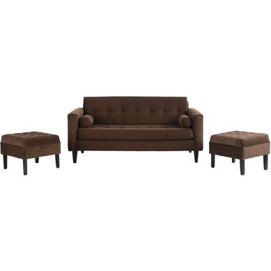 Sof 3 cuerpos + 2 pouf chocolate