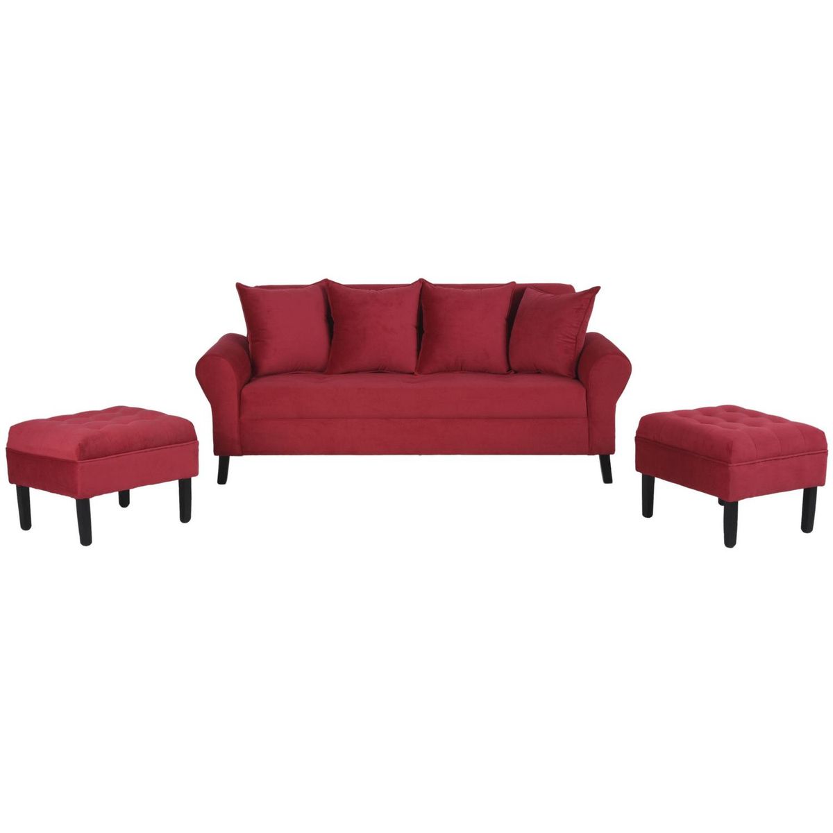 BODEVIR - Sofá 3 cuerpos + 2 pouf