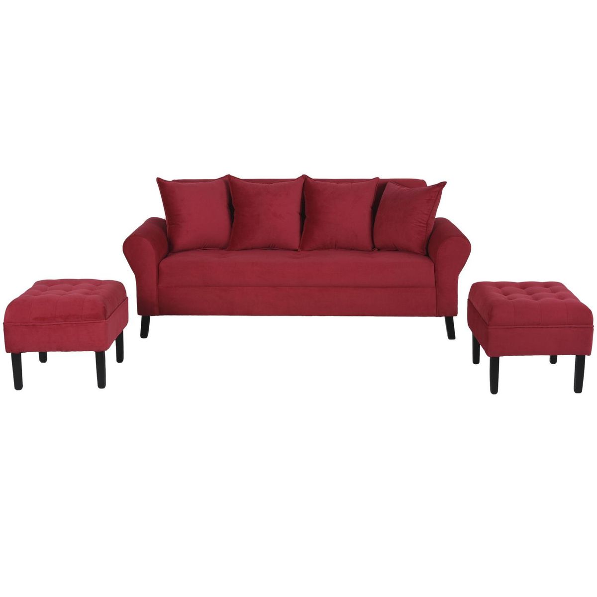 BODEVIR - Sofá 3 cuerpos + 2 pouf
