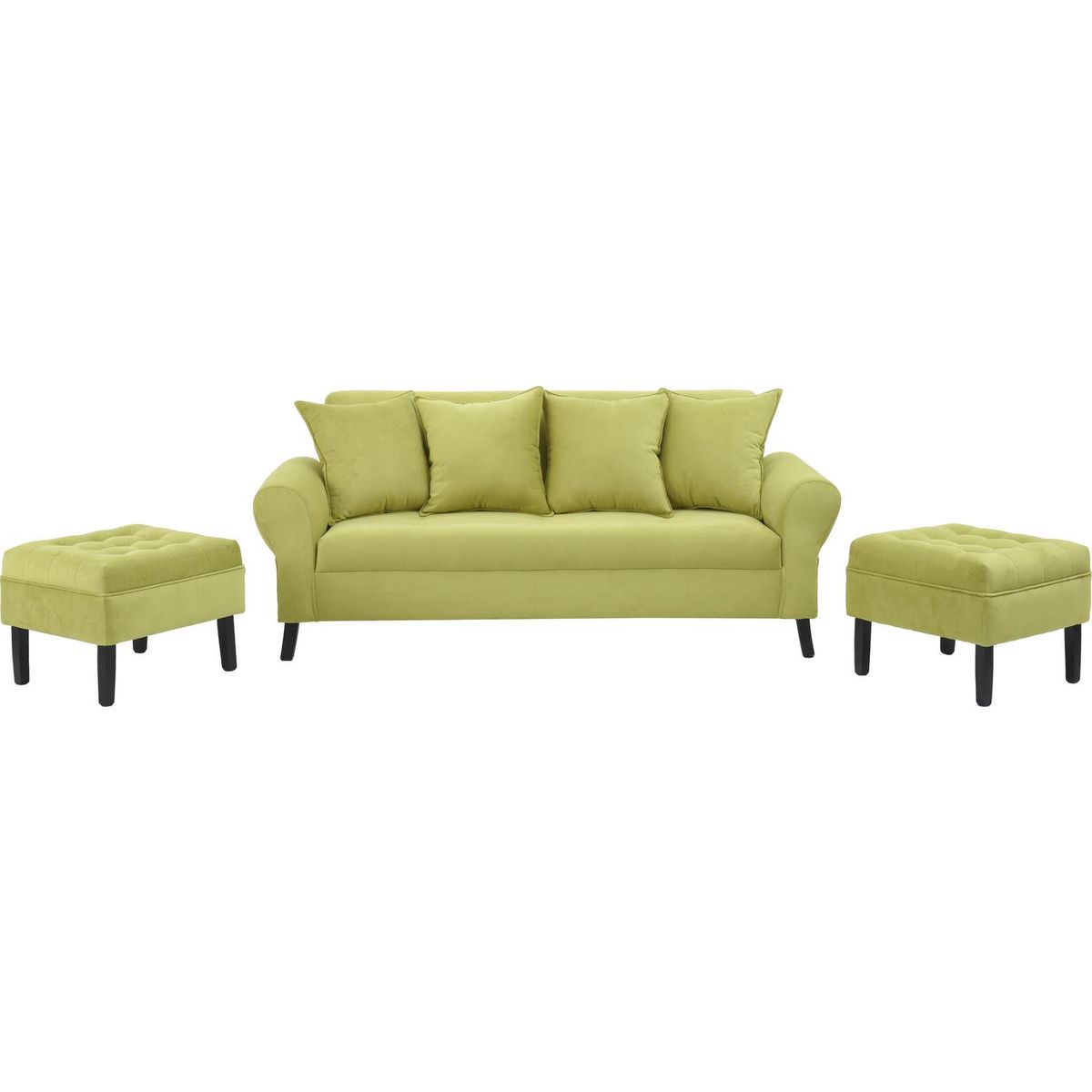BODEVIR - Sofá 3 cuerpos + 2 pouf