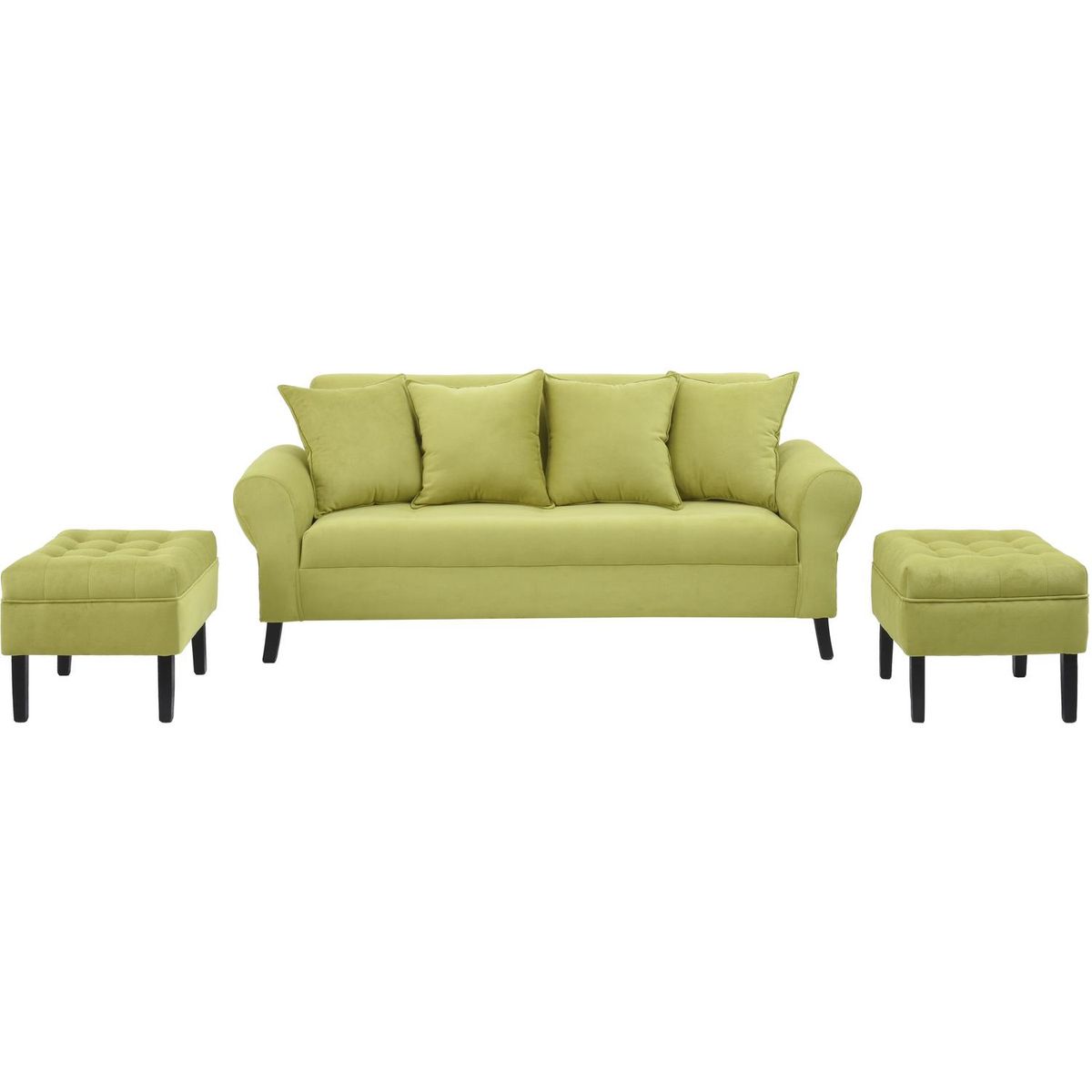 BODEVIR - Sofá 3 cuerpos + 2 pouf