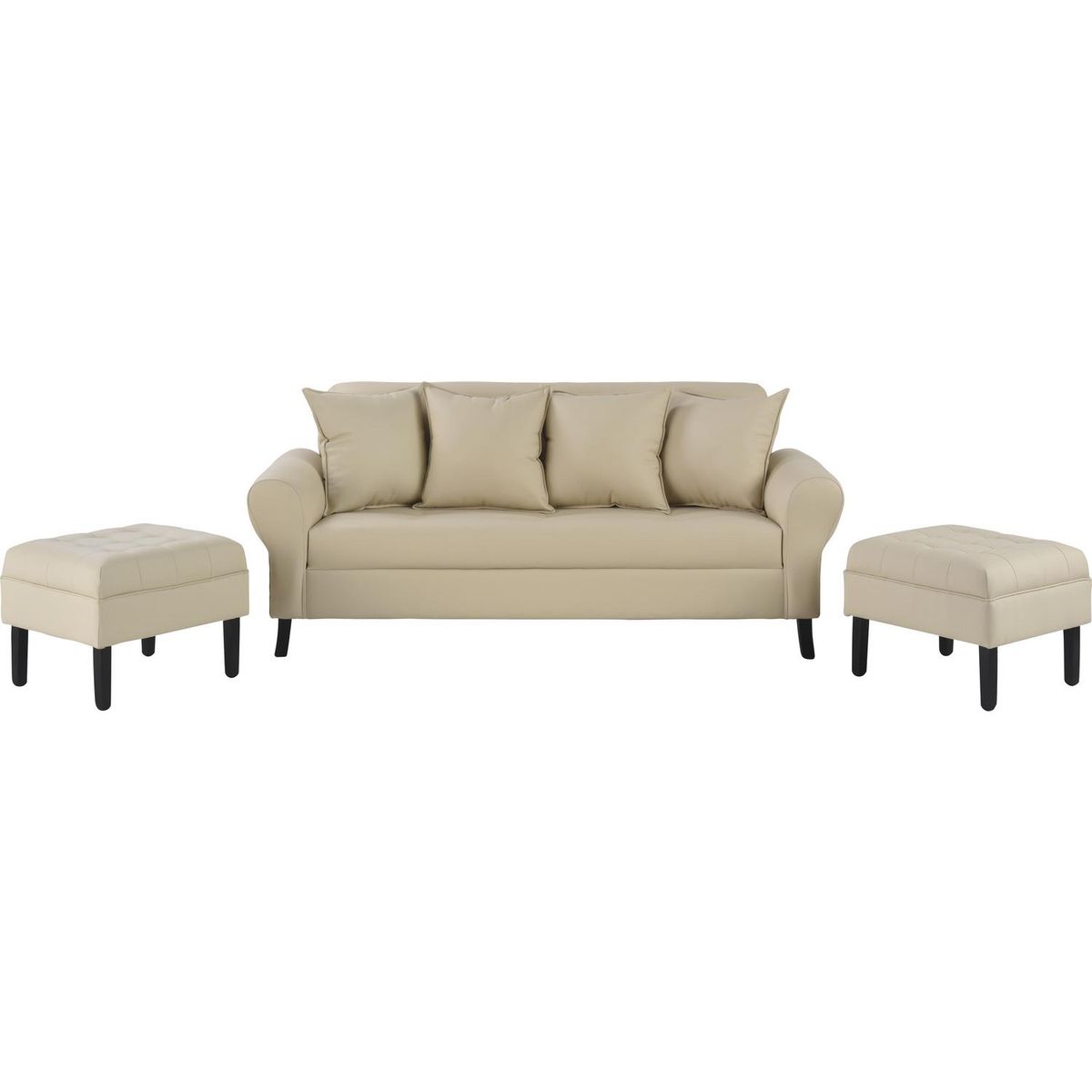 BODEVIR - Sofá 3 cuerpos + 2 pouf