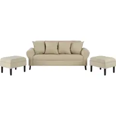 BODEVIR - Sofá 3 cuerpos + 2 pouf