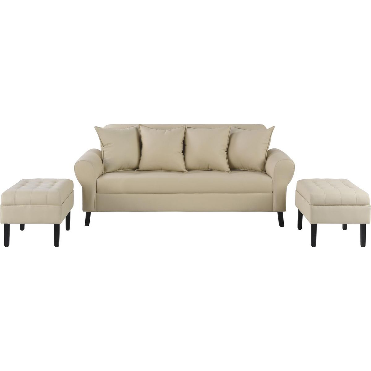 BODEVIR - Sofá 3 cuerpos + 2 pouf