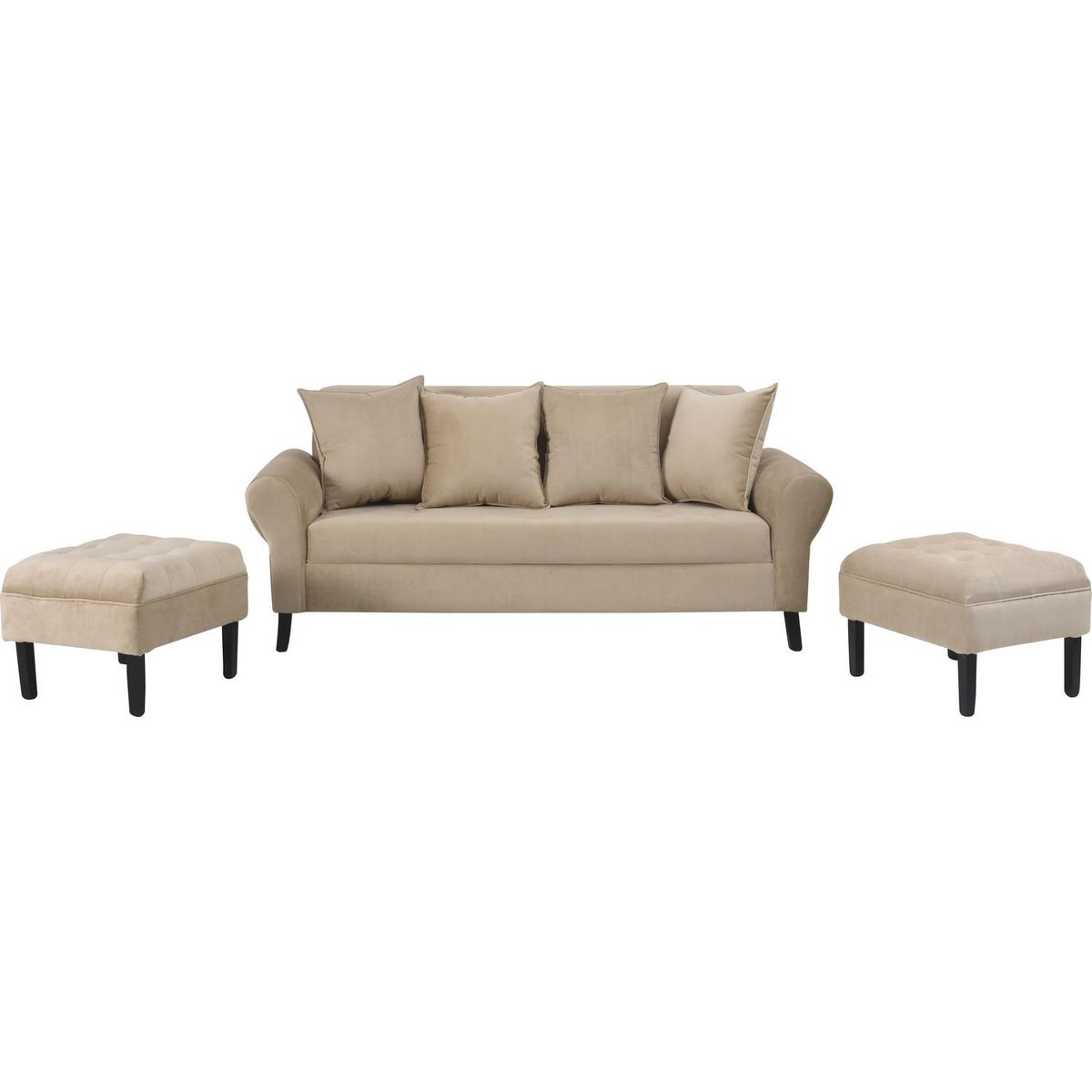 BODEVIR - Sofá 3 cuerpos + 2 pouf