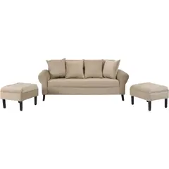 BODEVIR - Sofá 3 cuerpos + 2 pouf