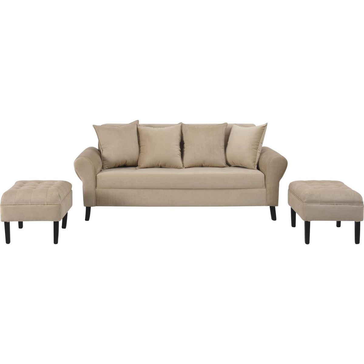 BODEVIR - Sofá 3 cuerpos + 2 pouf