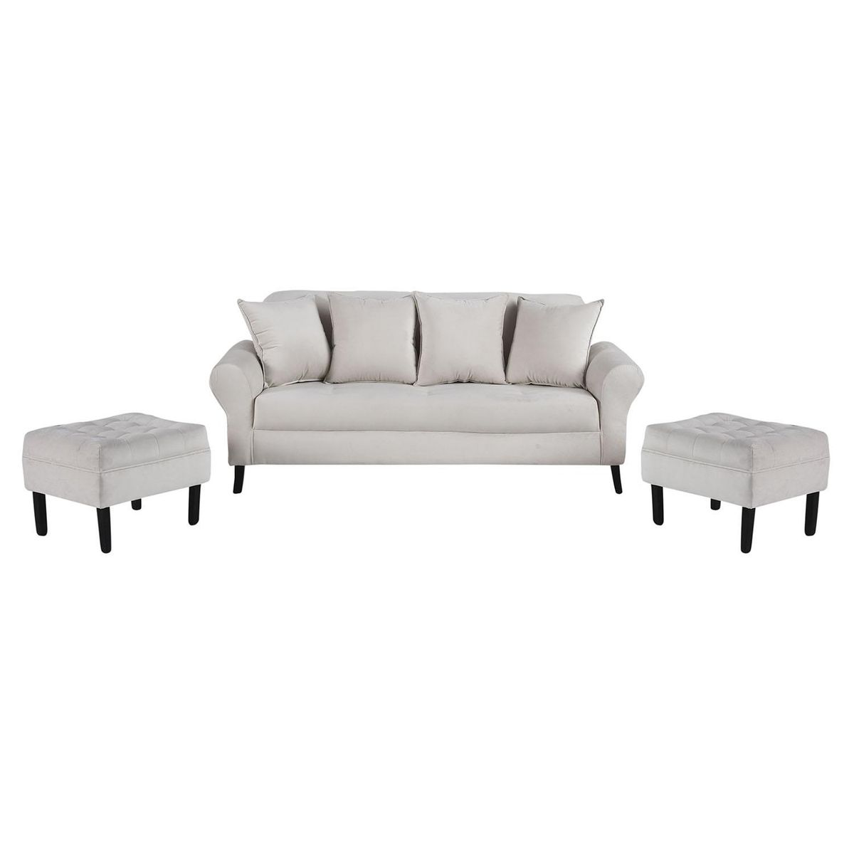 BODEVIR - Sofá 3 cuerpos + 2 pouf