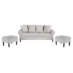 BODEVIR - Sofá 3 cuerpos + 2 pouf