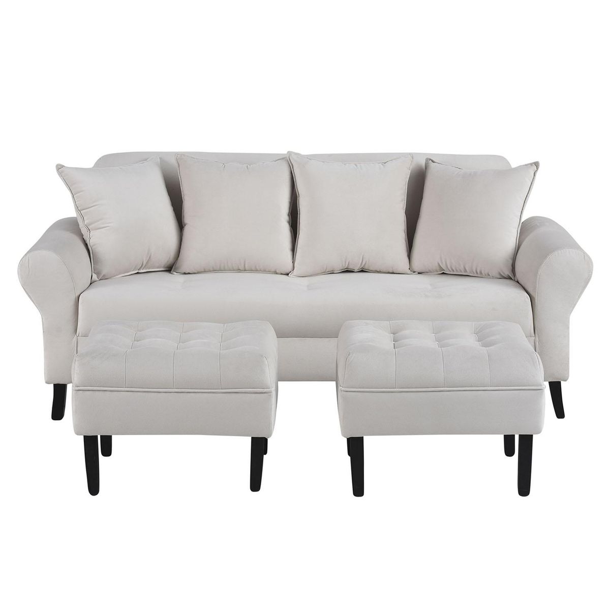 BODEVIR - Sofá 3 cuerpos + 2 pouf