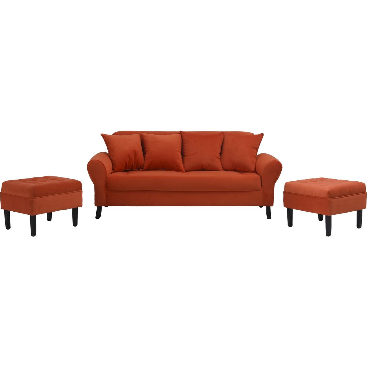 BODEVIR - Sofá 3 cuerpos + 2 pouf