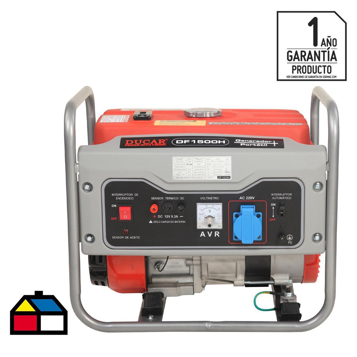 DUCAR - Generador Eléctrico a Gasolina Partida Manual 1200 W 6.5 l