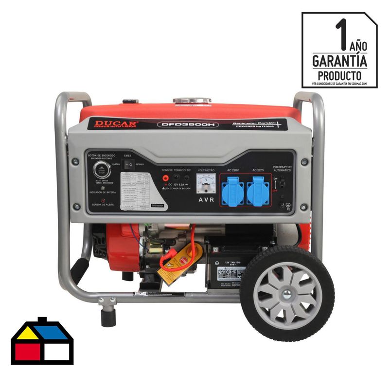DUCAR - Generador Eléctrico a Gasolina Partida Eléctrica 3000 W 15 l