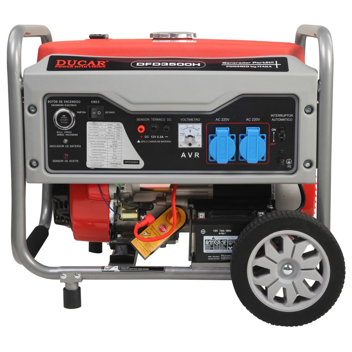 DUCAR - Generador Eléctrico a Gasolina Partida Eléctrica 3000 W 15 l