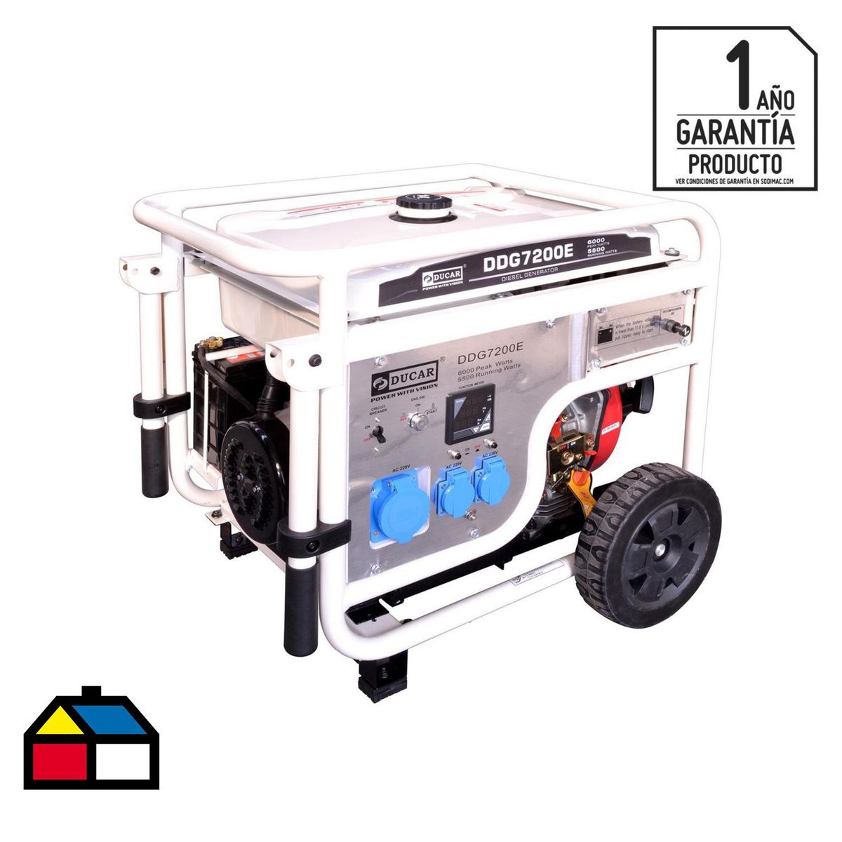 DUCAR - Generador Eléctrico a Diésel Partida Manual 6500 W 14 l