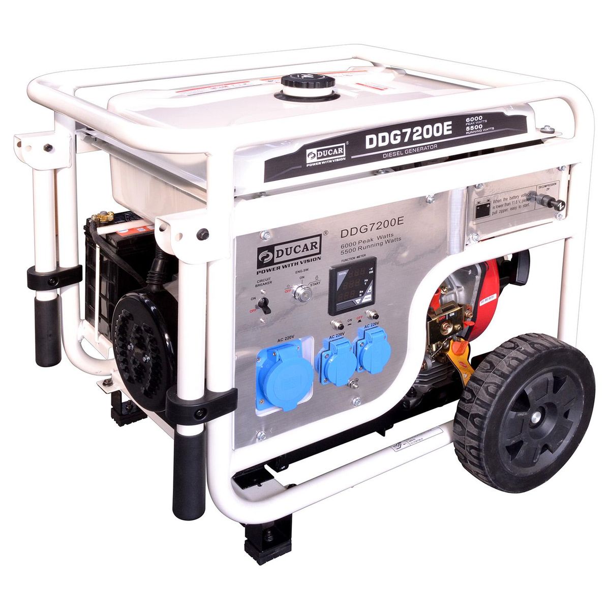 DUCAR - Generador Eléctrico a Diésel Partida Manual 6500 W 14 l