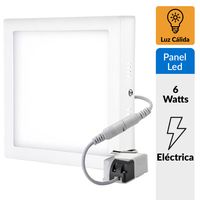 Panel Led sobrepuesto cuadrado 6 W cálido