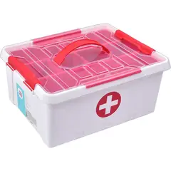 JUST HOME COLLECTION - Caja Botiquín 18x30x40 cm Blanco/rojo