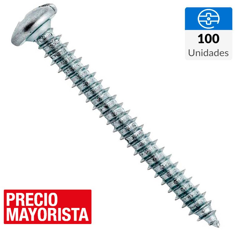 MAMUT - Tornillo Roscalata Cabeza Phillips Metal 1-1/4 " 6 mm 100 Unidades