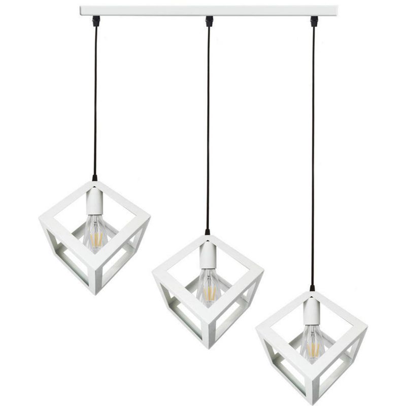 HOME REPUBLIC - Lámpara Colgante 3 Cubos Metal Blanco