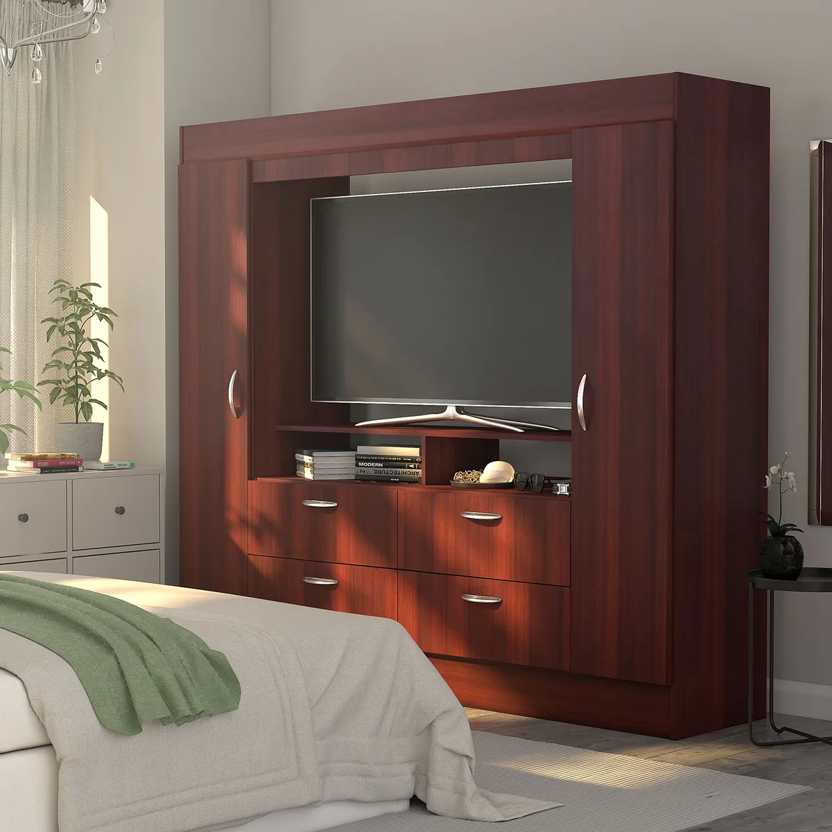 CIC - Clóset Baker Tv 55" 2 Puerta(s) 4 Cajón(es) 2 Repisa(s) 200x178.5x47 cm Café
