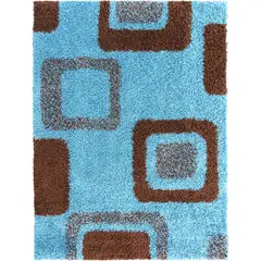 IDETEX - Alfombra Shaggy Cuadrados 150x200 cm Celeste